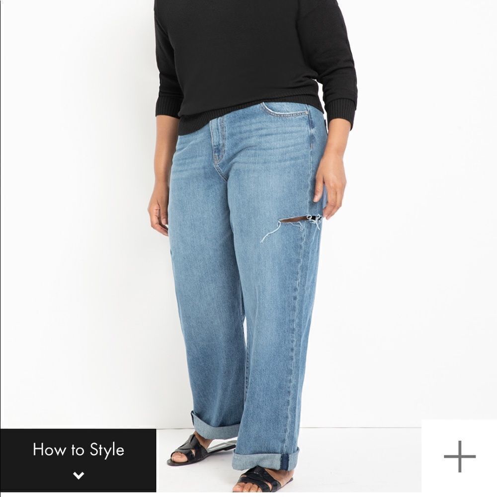Eloquii Distressed Wide Leg Jeans
